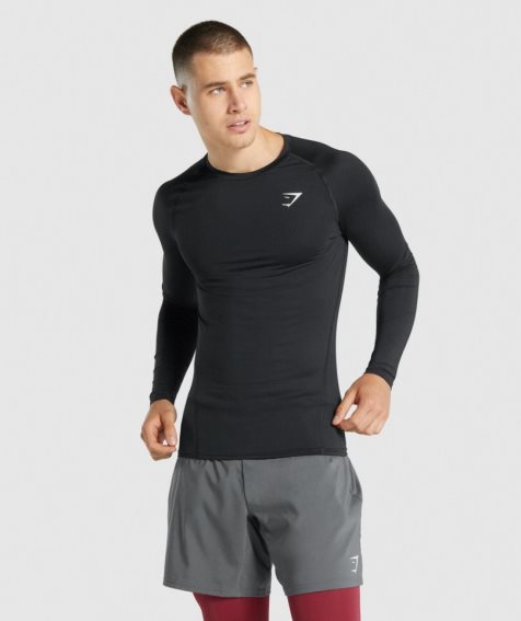 Men's Gymshark Element Baselayer Long Sleeve T-Shirts Black | NZ 7GCRLT